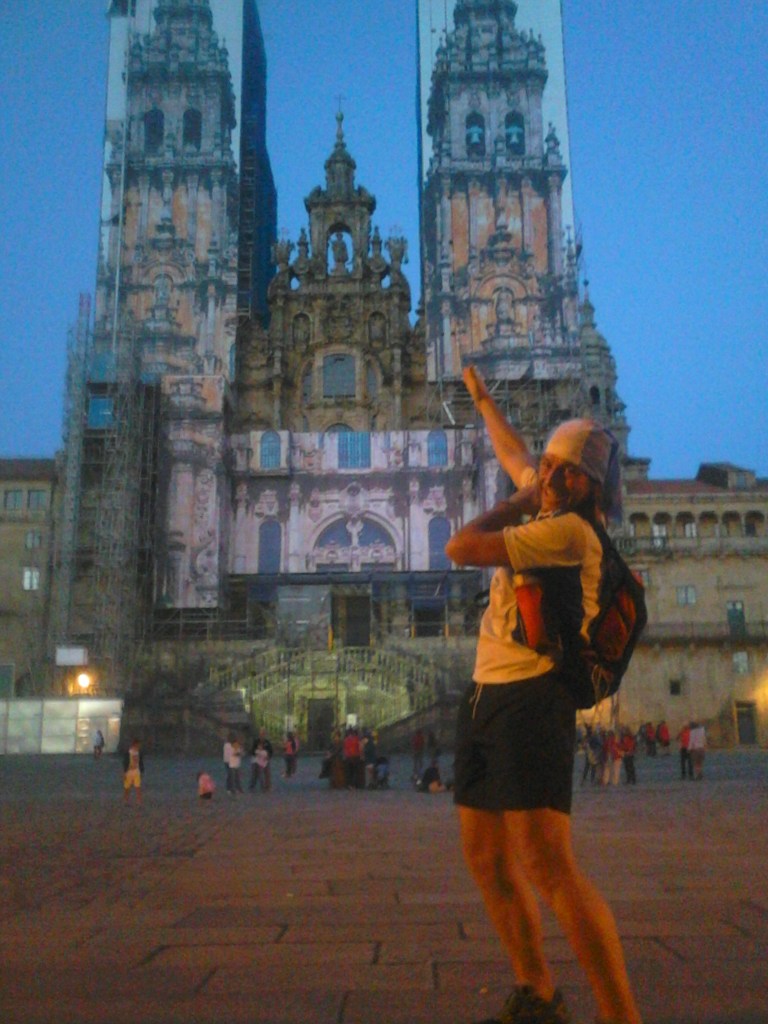 Raimundo a su llegada a la Plaza del Obradoiro