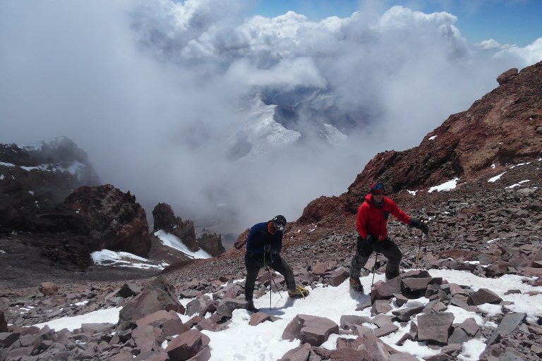 Rai durante el ascenso al Aconcagua