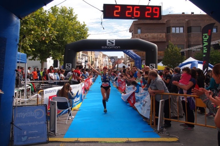 Eva llegando a la línea de meta